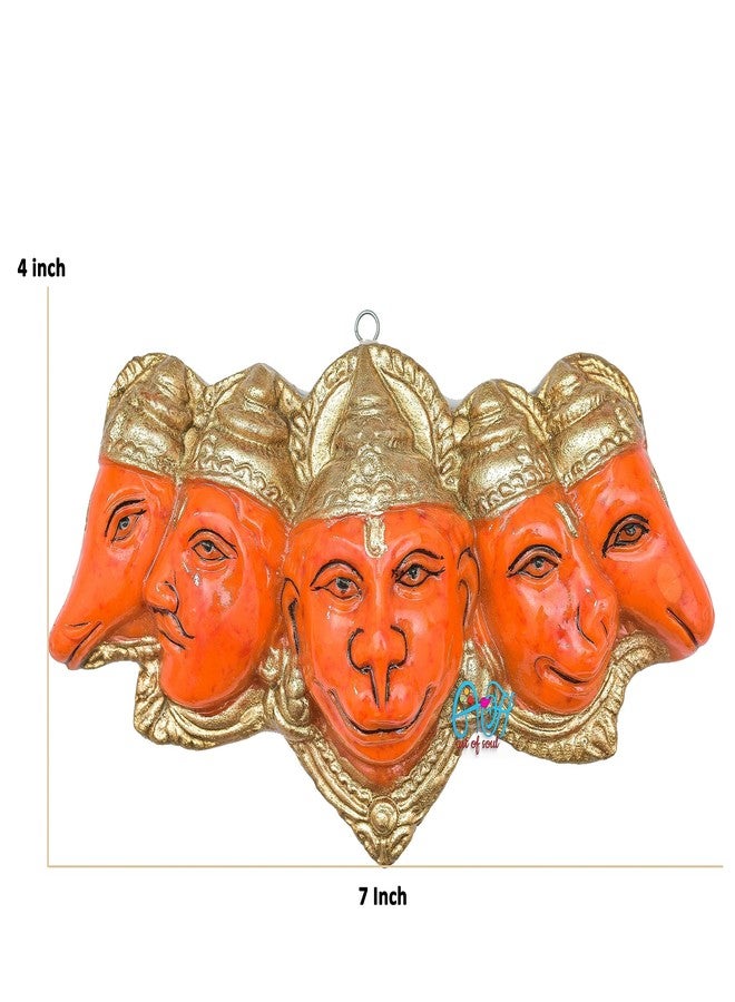 PICKARTME Panchmukhi Hanuman Ji for Door Entrance Murti Statue for Pooja | Bajrang Bali Idol | Hanuman Ji Idol | Sinduri Color - Image 3